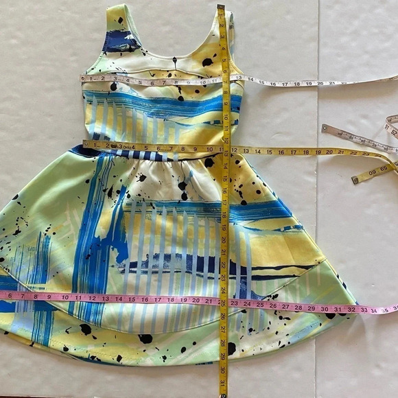 Aqua Brand Retro Fit & Flare Mini Dress Small Geometric Print Skater Barbie Core - Picture 6 of 6